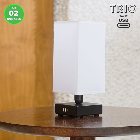 Kit 2 TRIO USB | 3 portas 2A+1C | Carga rápida | Tomada Extra