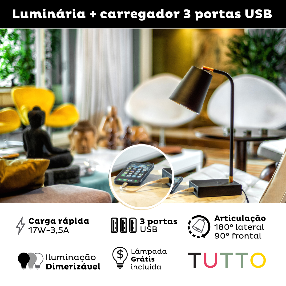 Kit 2 | TUTTO USB | 3 portas tipo A