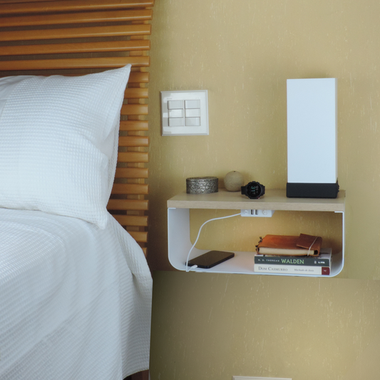 SIS | Mesa Cabeceira Suspensa Smart |3 portas USB | Luz Led Suave