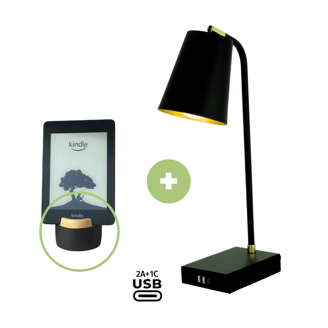 Kit Black Bambu | Luminária TUTTO USB A + Apoio Celular
