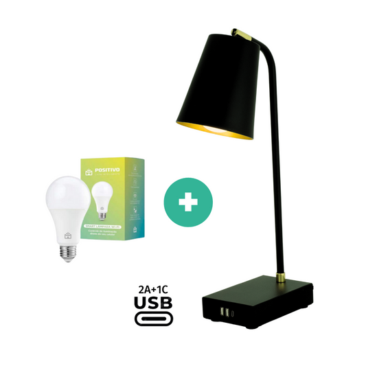 KIT Smart | Luminária TUTTO USB + lâmpada smart 7w Positivo