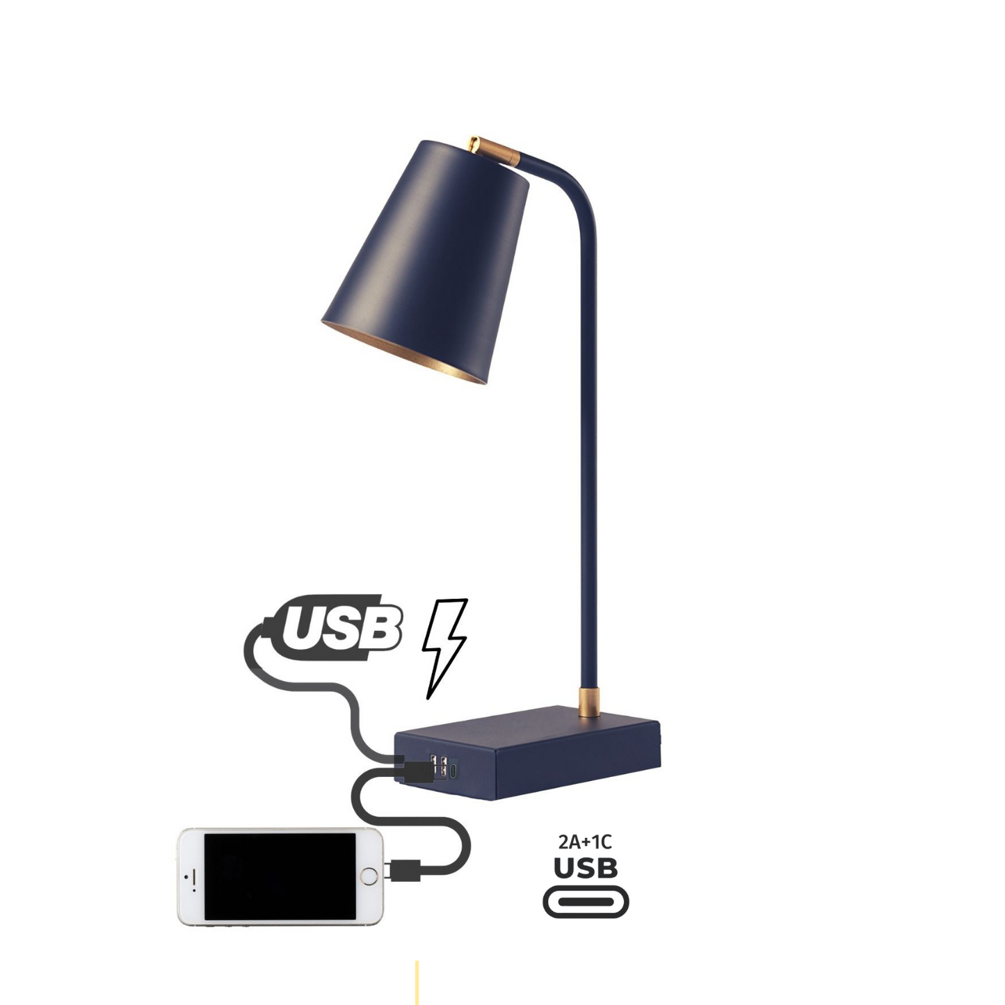 TUTTO USB | 3 portas 17W | 1C + 2A | Dimmer, Articulada e Lâmpada