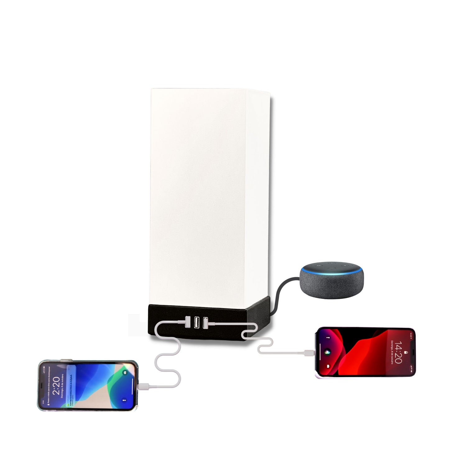Kit 2 TRIO M | 3 portas carga rápida USB 2A + 1C | Tomada incluída