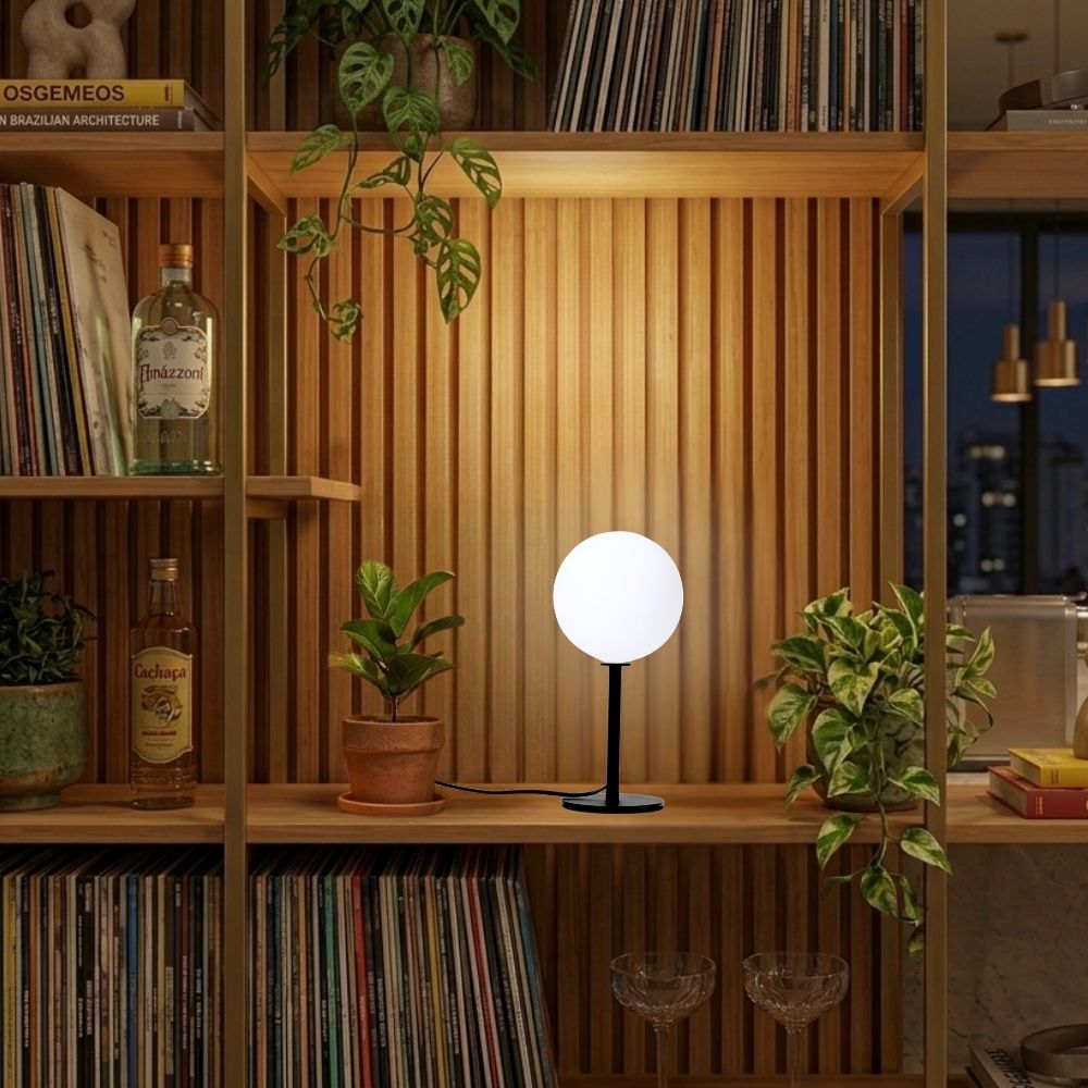 Abajur Design Sfera Vidro 12cm Lampada G9 Inclusa Luz Quente